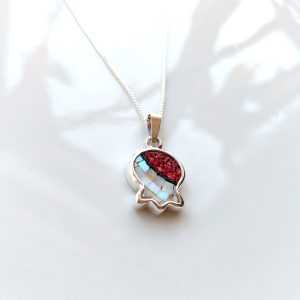 Pomegranate Micro Mosaic Pendant Sterling Silver
