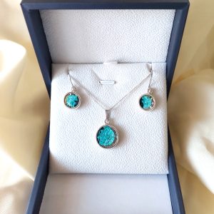 Cami Micro Mosaic Jewelry Set Necklace and Earrings Sterling Silver