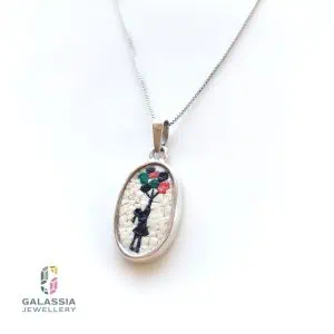 Micro Mosaic Banksy Pendant – Flying Balloon Girl