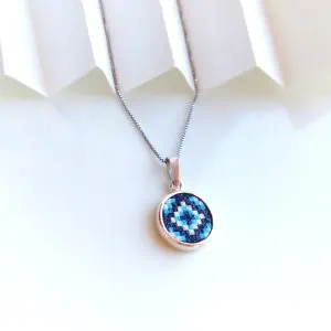Rainbow Micro Mosaic Pendant Blue Sterling Silver