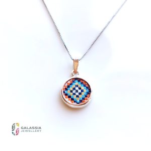 Rainbow Micro Mosaic Necklace Multicolor Sterling Silver