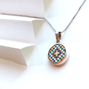 Rainbow Micro Mosaic Necklace Sterling Silver